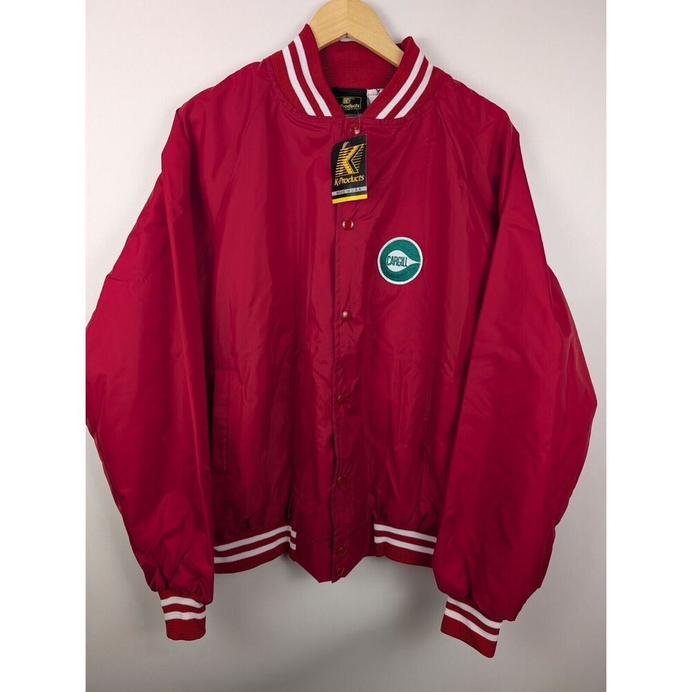 VINTAGE 90’s K-Products Snap Cargill Satin Bomber Jacket Made USA Mens Sz XL